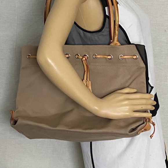 Dooney & Bourke XL Size Tan Nylon Shoulder Bag - Picture 7 of 11